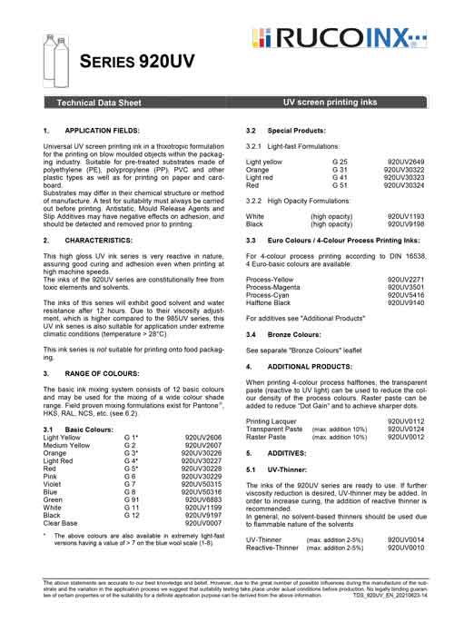 Technical-Data-Sheets---series-920UV