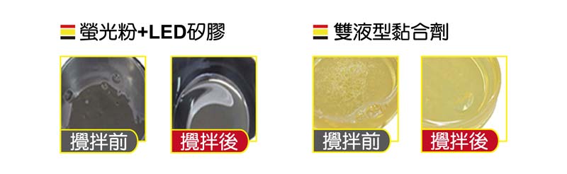螢光粉+LED矽膠攪拌/雙液型黏合劑攪拌